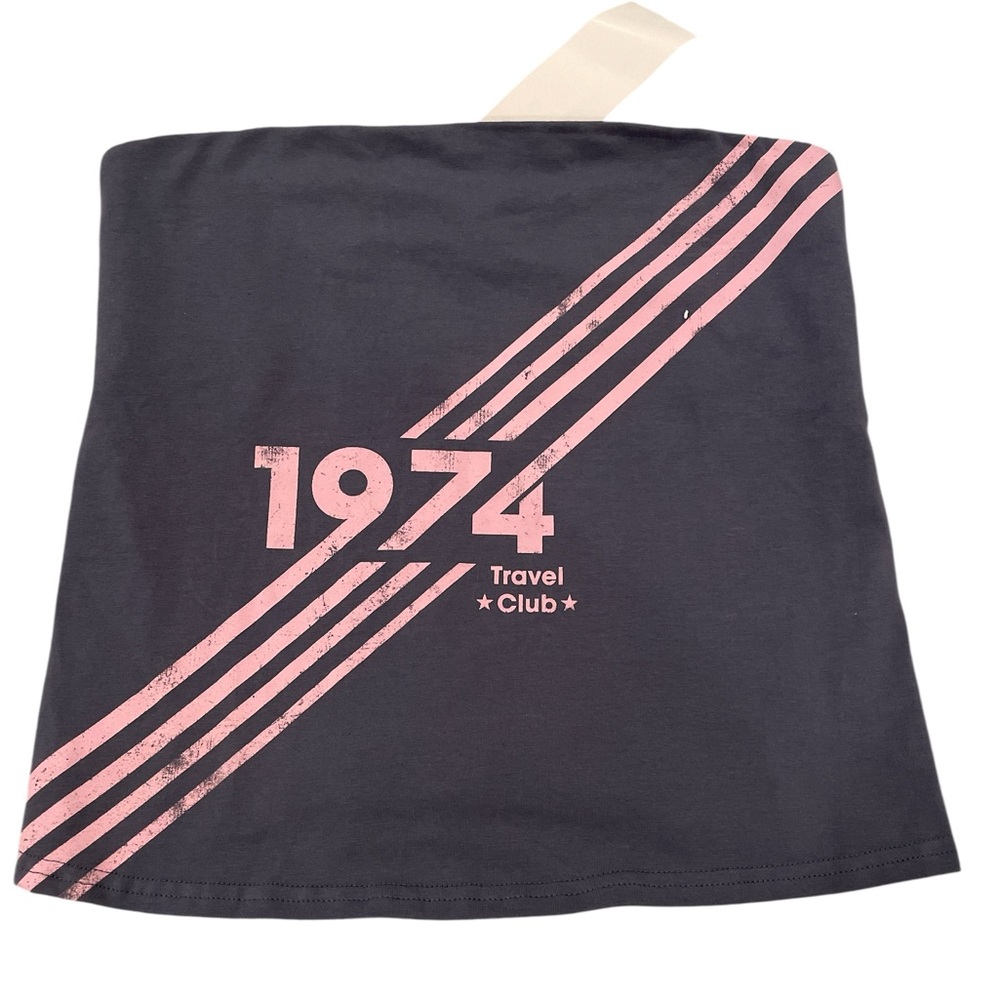 Vinyl Icons 1974 Travel Club Vintage Era Tube Top Size L Gray and Pink